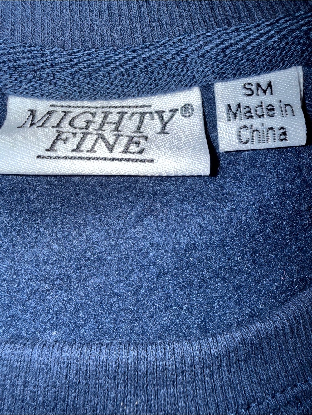Mighty Fine Navy Crewneck Sweatshirt with "Believe" Graphic and Gold Accent - Picture 2 of 2